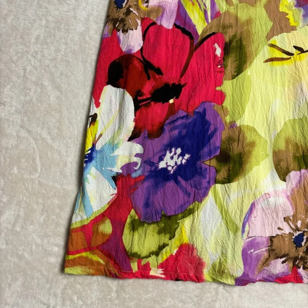 Jams World Womens Midi Dress Medium Floral‎ Splash Colorful Art to Wear Hawaii